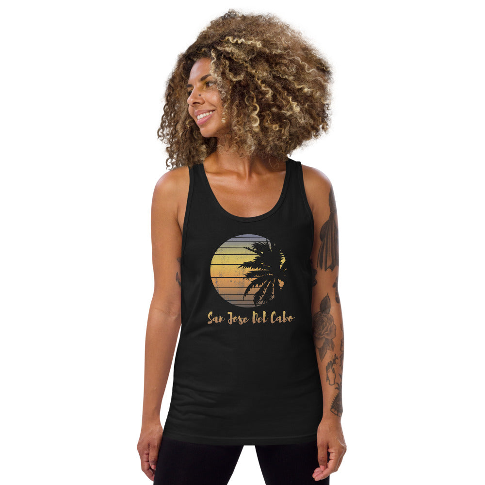 Retro San Jose Del Cabo Mexico Beach Family Vacation Souvenir Palm Tree Unisex Tank Top