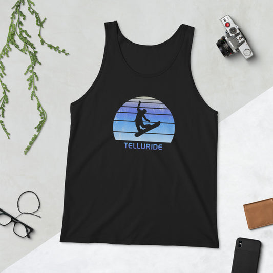 Retro Telluride Colorado Snowboarding Fan Unisex Tank Top