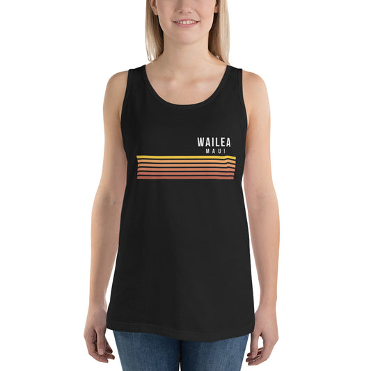 Retro Wailea Maui Hawaii Vacation Stripes Unisex Tank Top