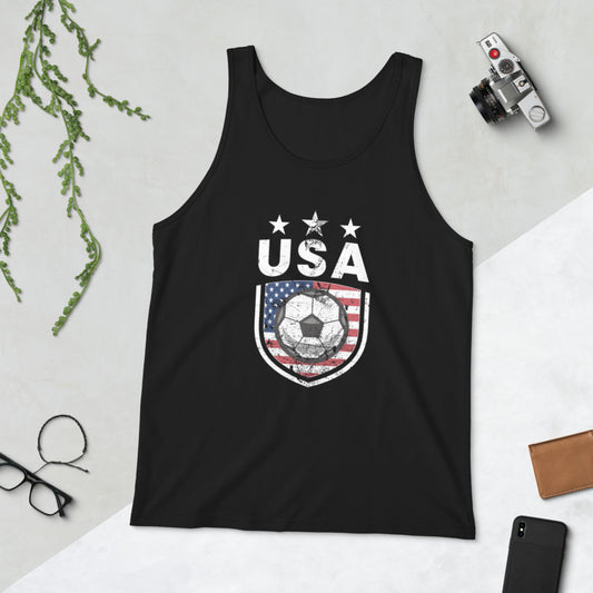 Retro USA Soccer Team Football Fan Country American Flag Unisex Tank Top