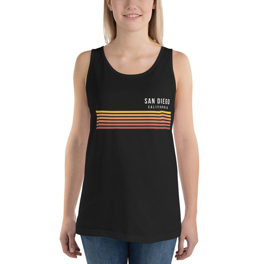 Retro San Diego California Vacation Stripes Unisex Tank Top