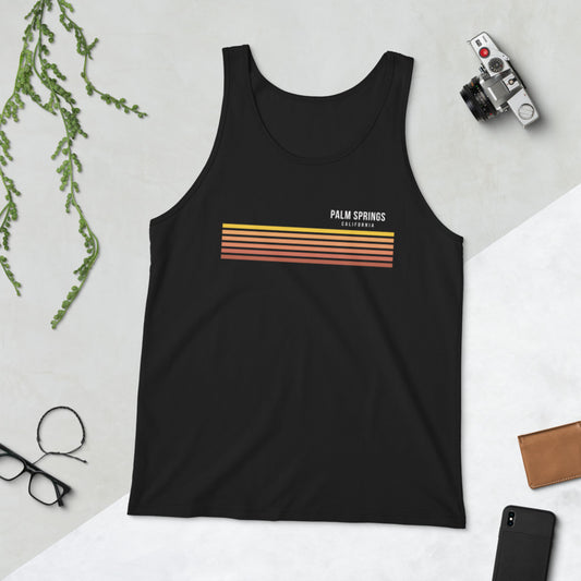 Retro Palm Springs California Vacation Stripes Unisex Tank Top
