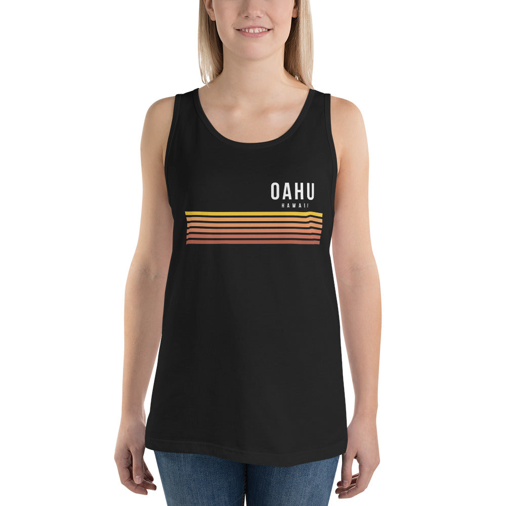 Retro Oahu Hawaii Vacation Stripes Unisex Tank Top