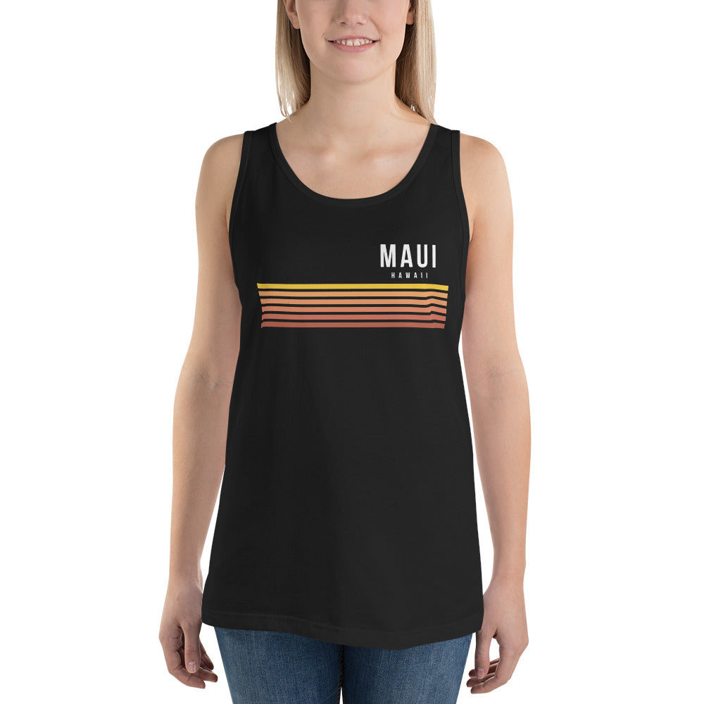 Retro Maui Hawaii Vacation Stripes Unisex Tank Top