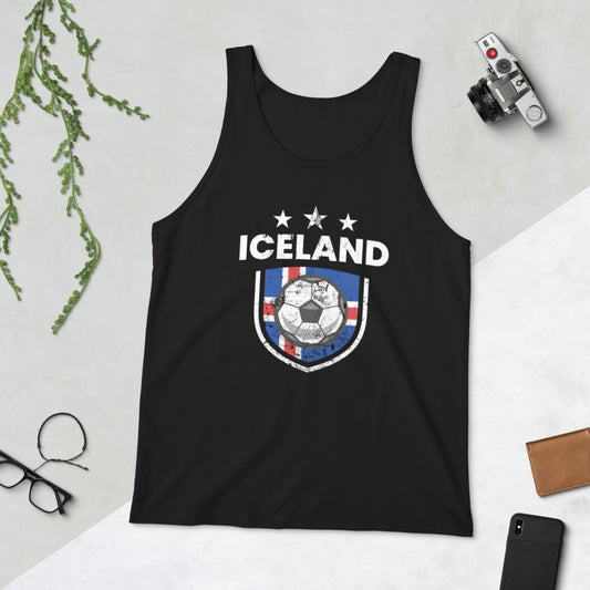 Retro Iceland Soccer Team Football Fan Country Icelandic Flag Unisex Tank Top