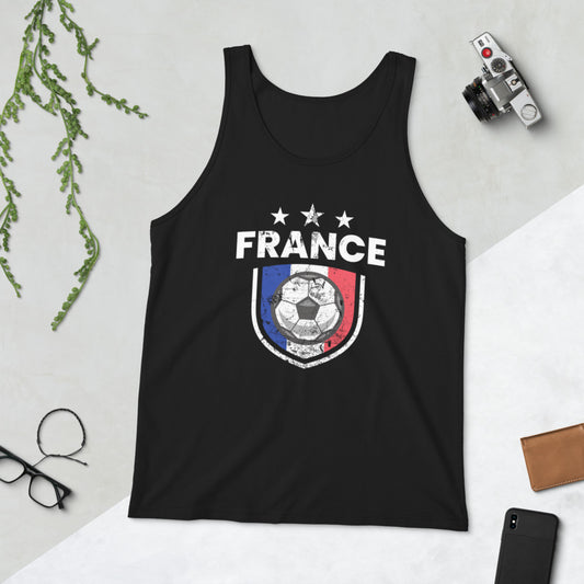 Retro France Soccer Team Football Fan Country French Flag Unisex Tank Top