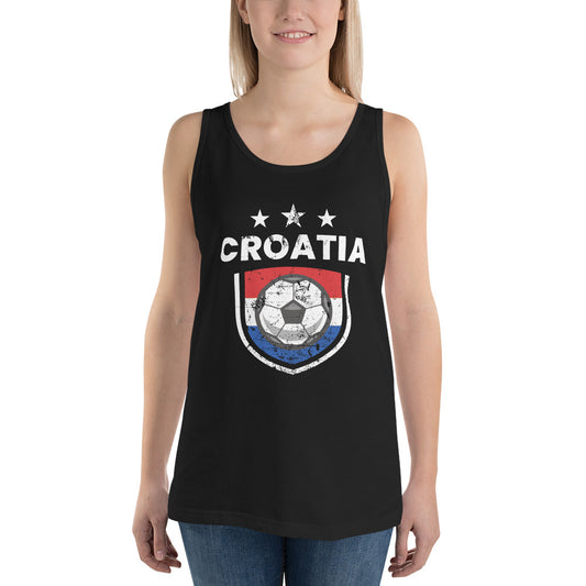 Retro Croatia Soccer Team Football Fan Country Croatian Flag Unisex Tank Top