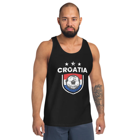 Retro Croatia Soccer Team Football Fan Country Croatian Flag Unisex Tank Top