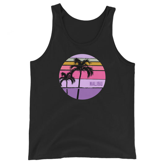 Cool Malibu California Palm Tree Artistic Vacation Souvenir Unisex Tank Top
