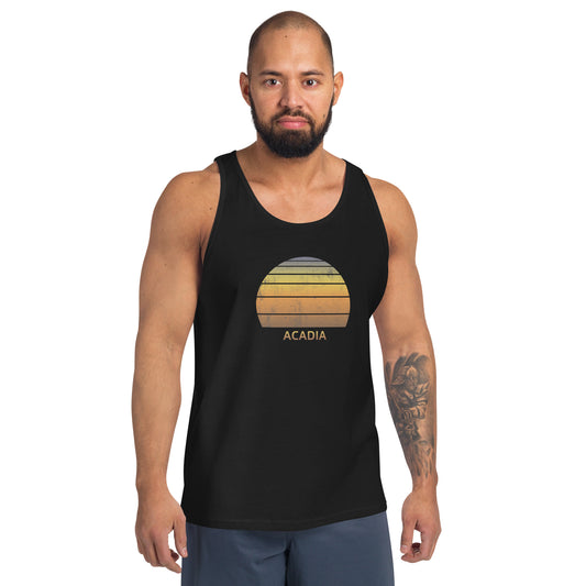 Retro Acadia National Park Souvenir Vacation Sunset Unisex Tank Top