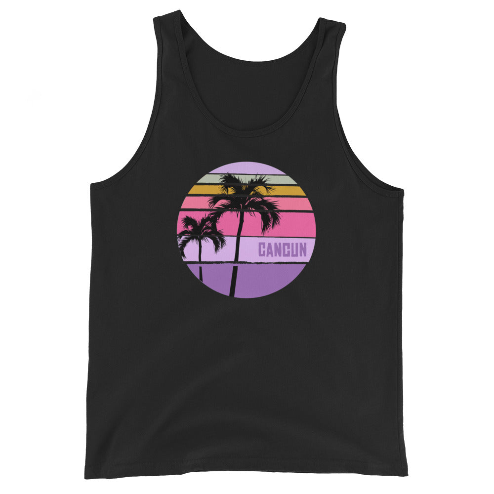 Cool Cancun Mexico Palm Tree Artistic Vacation Souvenir Unisex Tank Top