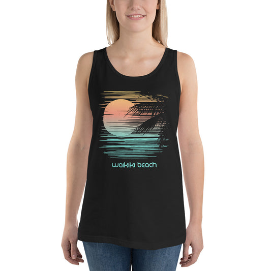 Waikiki Beach Oahu Hawaii Vacation Artistic Souvenir Unisex Tank Top