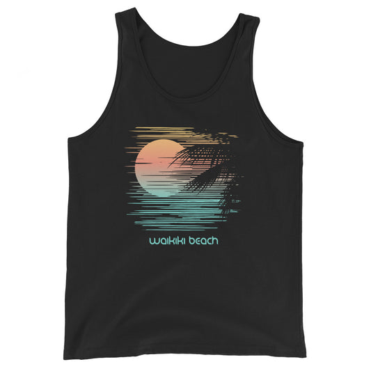 Waikiki Beach Oahu Hawaii Vacation Artistic Souvenir Unisex Tank Top