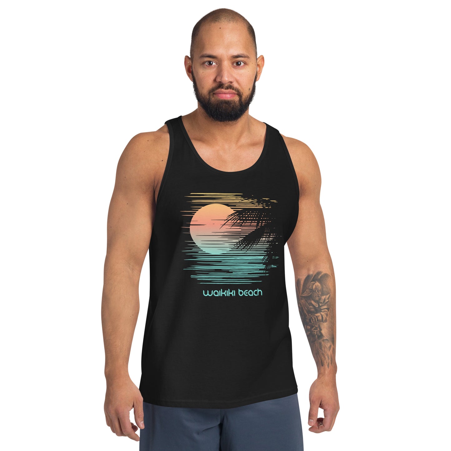 Waikiki Beach Oahu Hawaii Vacation Artistic Souvenir Unisex Tank Top