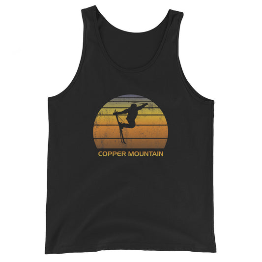 Retro Copper Mountain Colorado Ski Fan Skier Skiing Sunset Unisex Tank Top