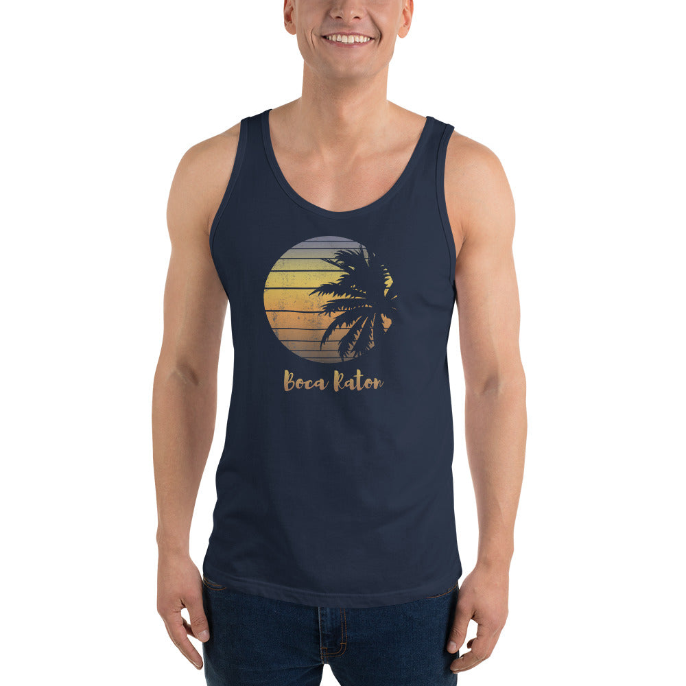 Retro Boca Raton Florida Beach Palm Tree Vacation Souvenir Unisex Tank Top