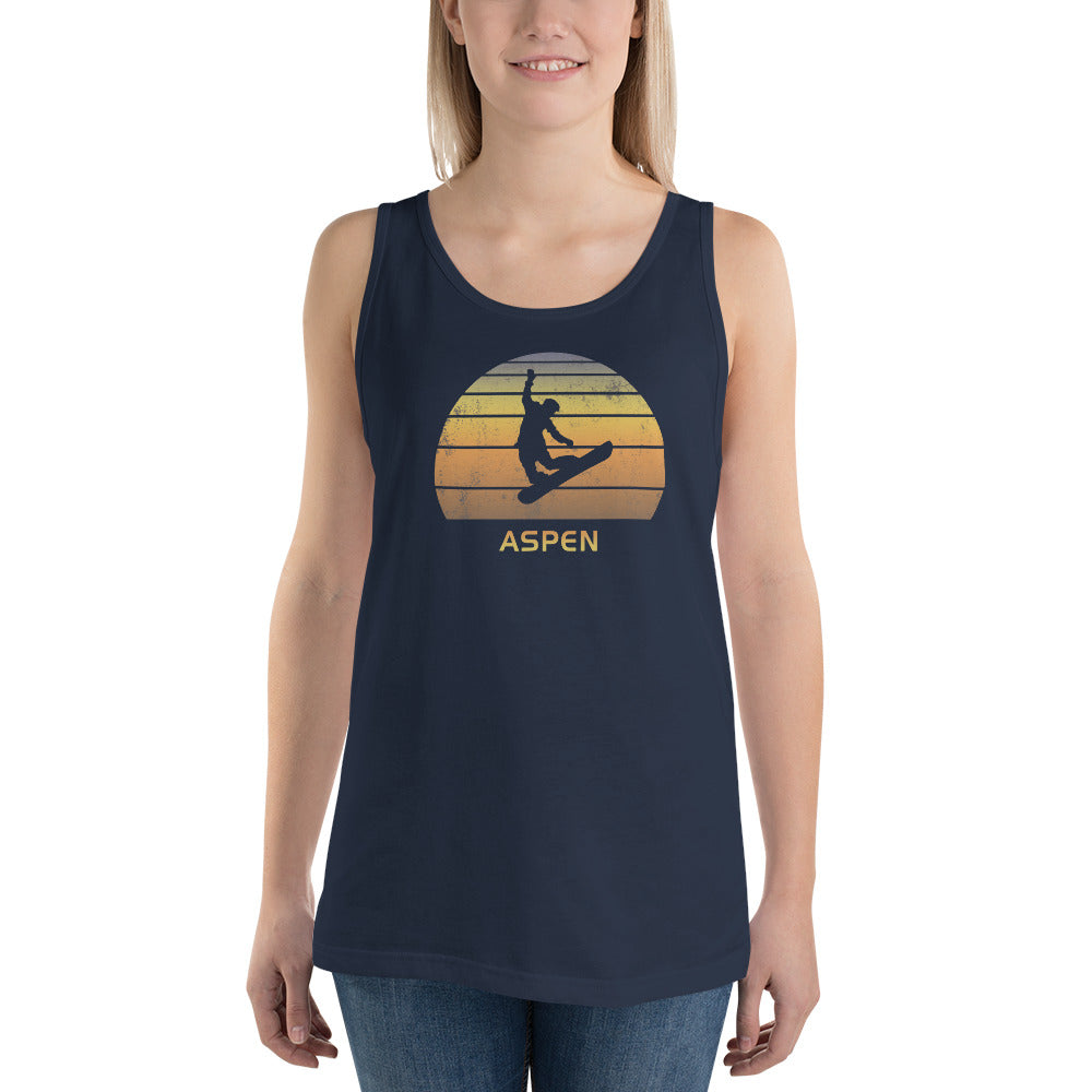 Retro Aspen Colorado Snowboarding Fan Unisex Tank Top