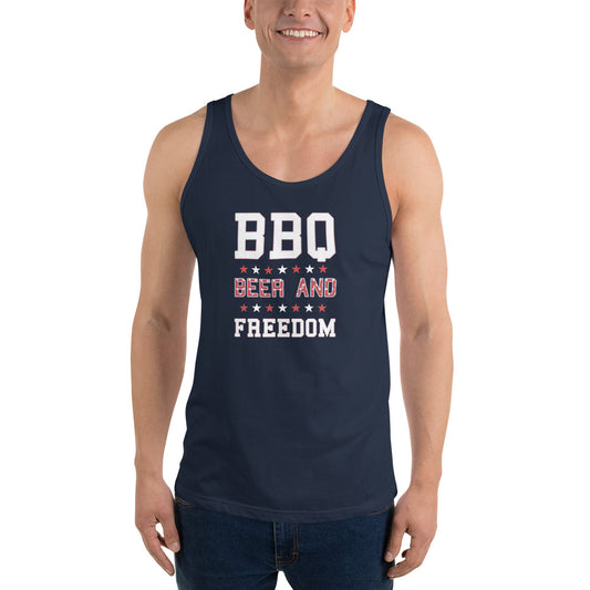 Funny BBQ Beer And Freedom July 4th Patriotic 4th Of July USA Unisex Tank Top