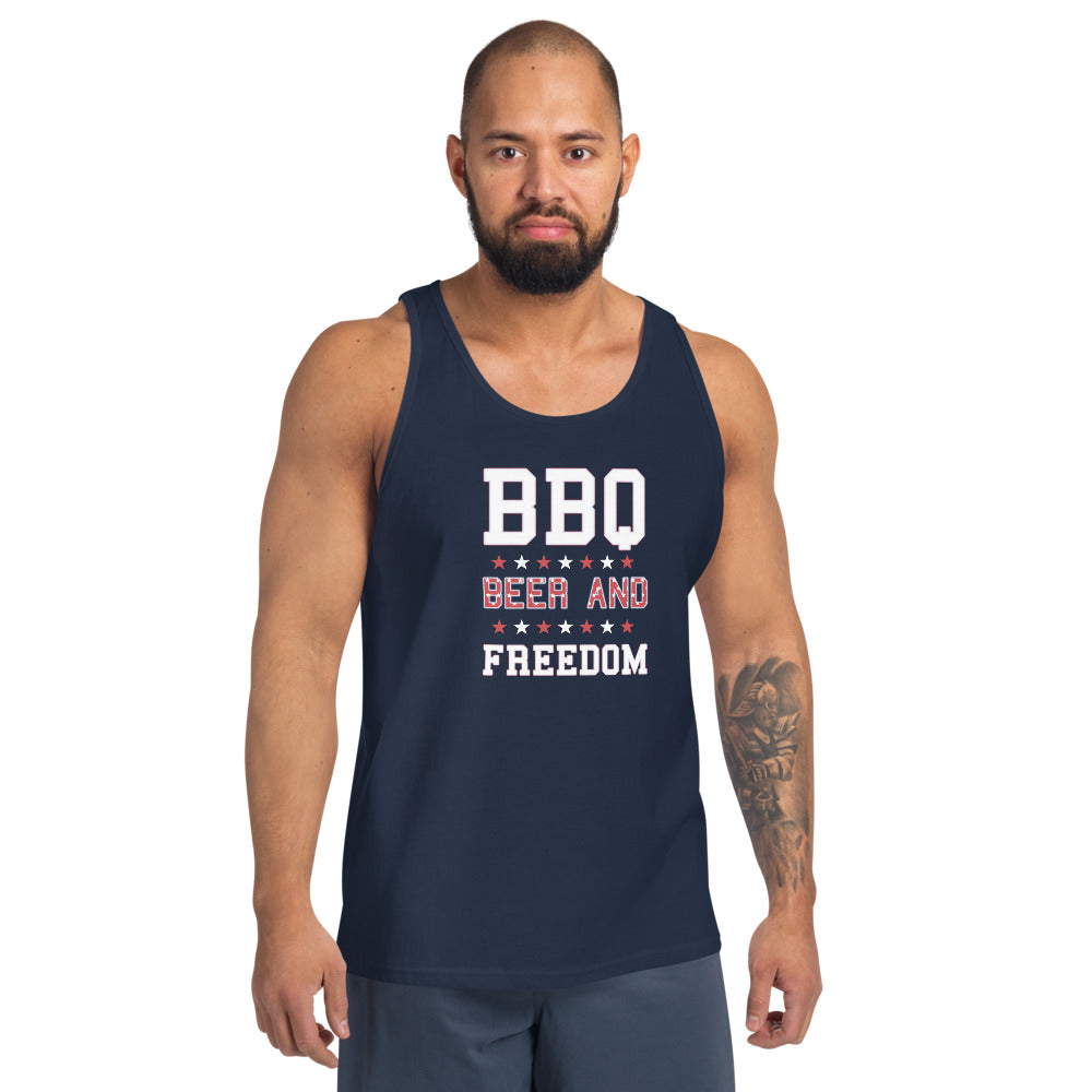 Funny BBQ Beer And Freedom July 4th Patriotic 4th Of July USA Unisex Tank Top