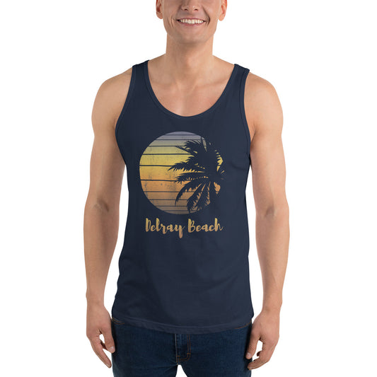 Retro Delray Beach Florida Palm Tree Vacation Souvenir Unisex Tank Top