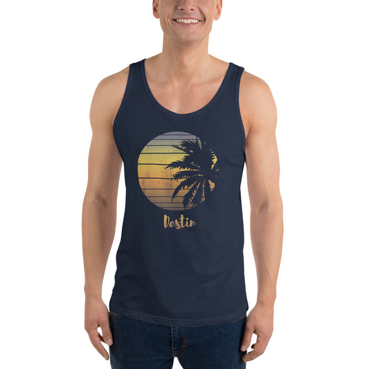 Retro Destin Florida Beach Palm Tree Vacation Souvenir Unisex Tank Top