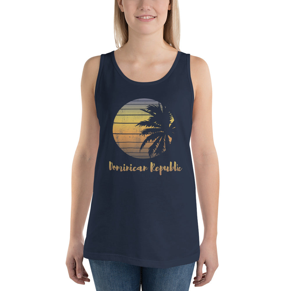 Retro Dominican Republic  Beach Palm Tree Vacation Souvenir Unisex Tank Top