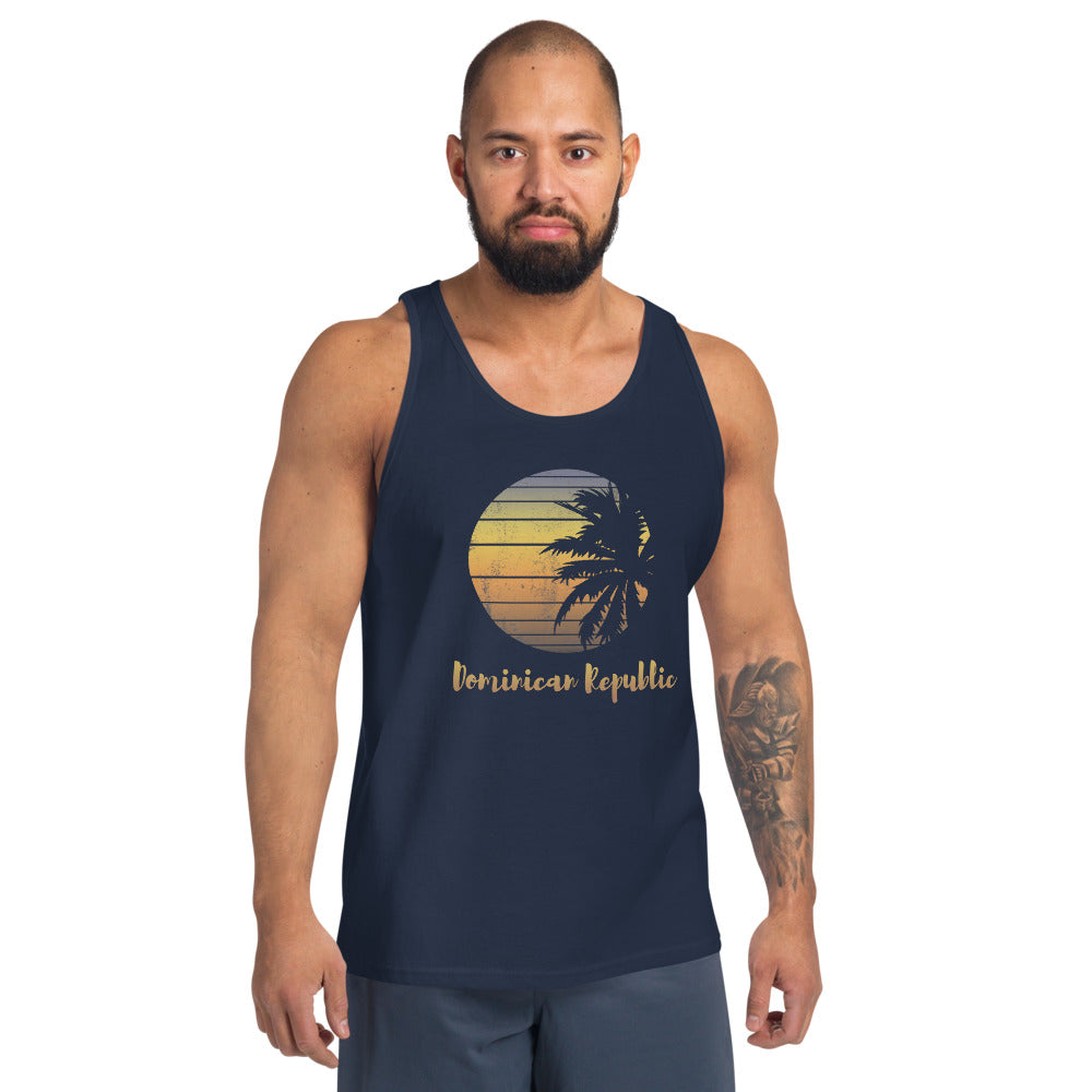 Retro Dominican Republic  Beach Palm Tree Vacation Souvenir Unisex Tank Top