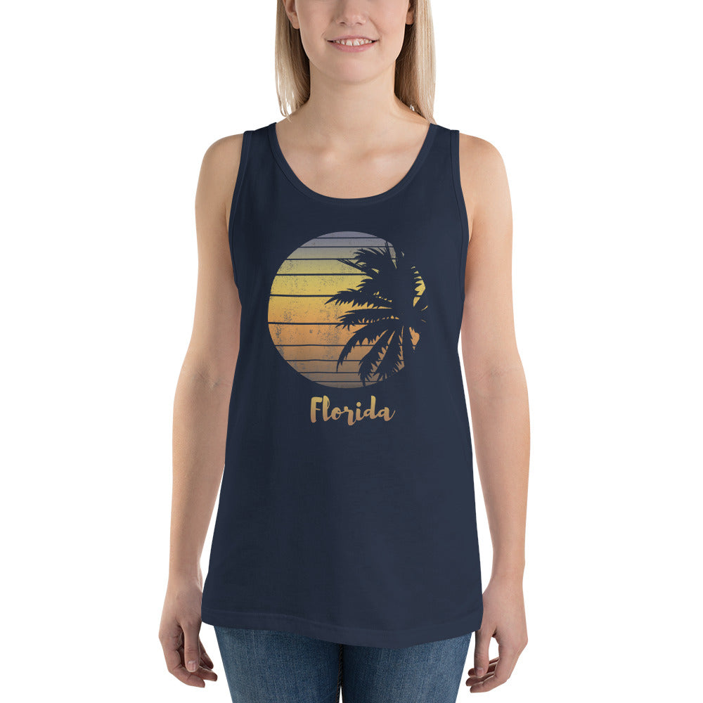 Retro Florida Beach Palm Tree Vacation Souvenir Unisex Tank Top