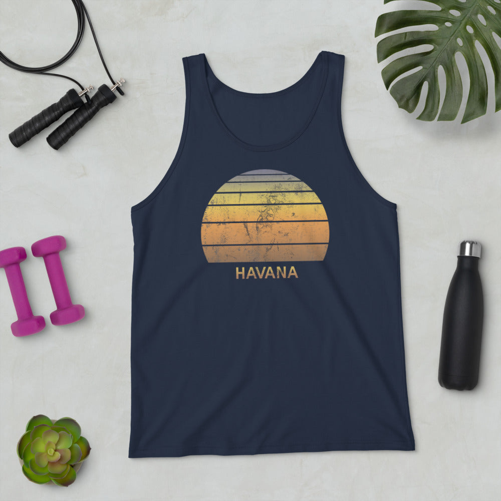 Retro Havana Cuba  Beach Vacation Souvenir Unisex Tank Top