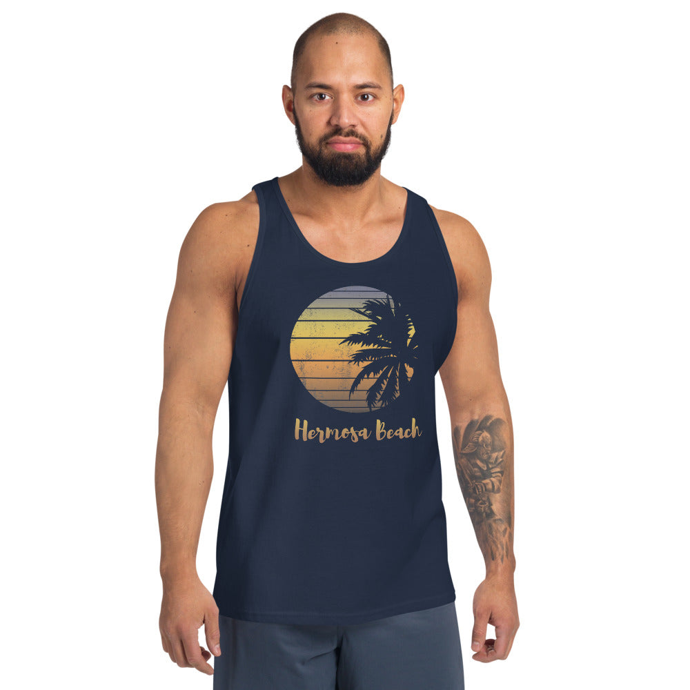 Retro Hermosa Beach California Cool Vacation Souvenir Palm Tree Unisex Tank Top