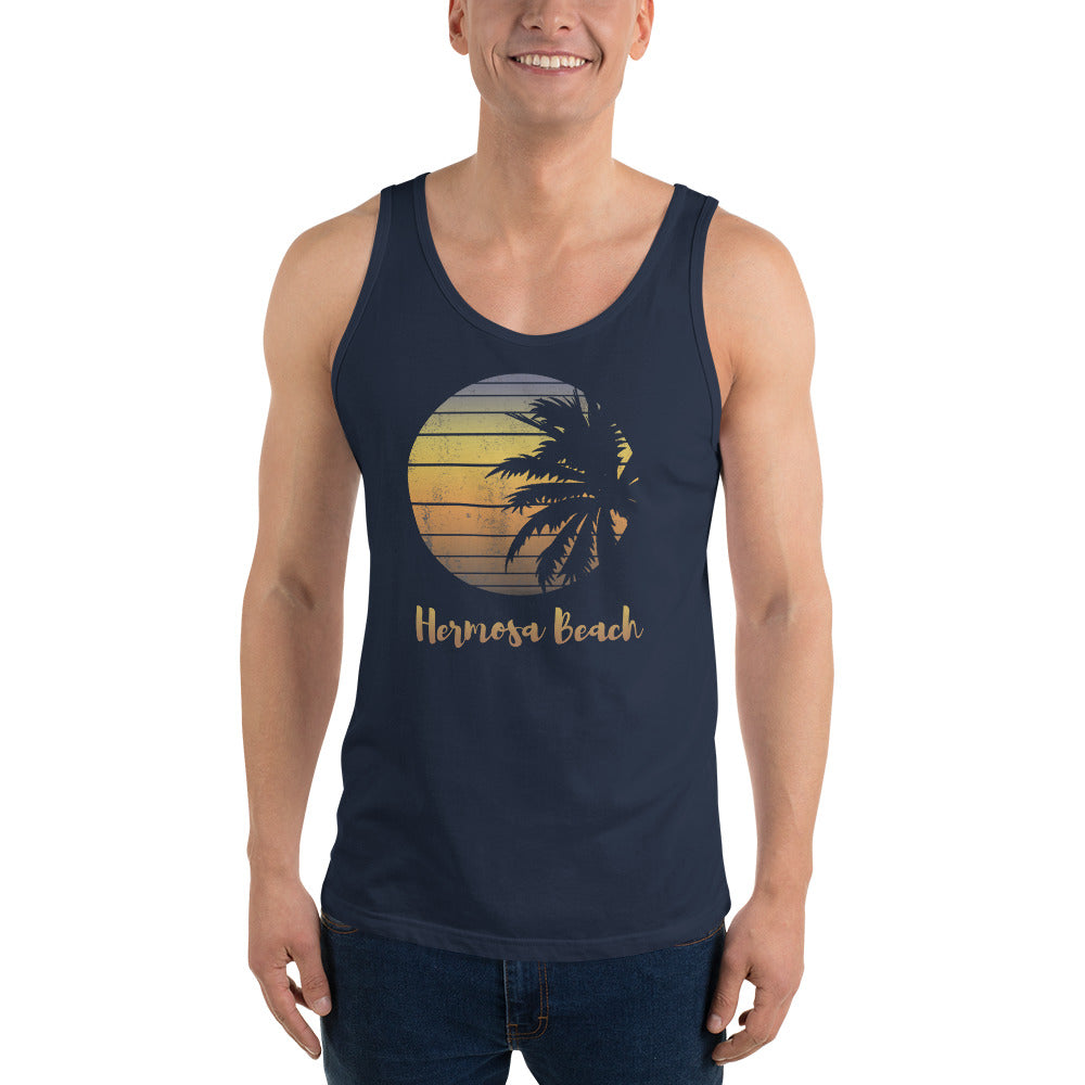 Retro Hermosa Beach California Cool Vacation Souvenir Palm Tree Unisex Tank Top