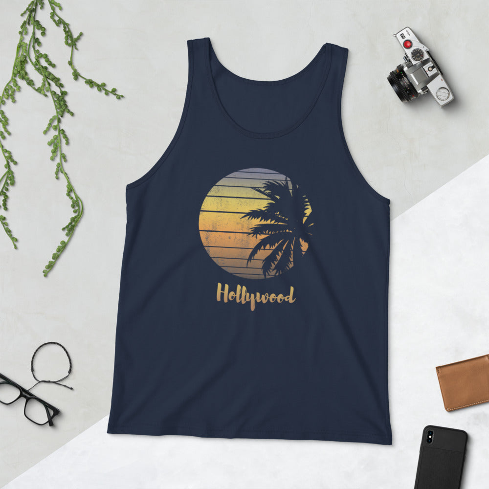 Retro Hollywood Florida  Palm Tree Vacation Souvenir Unisex Tank Top