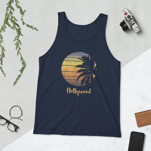 Retro Hollywood Florida Palm Tree Vacation Souvenir Unisex Tank Top
