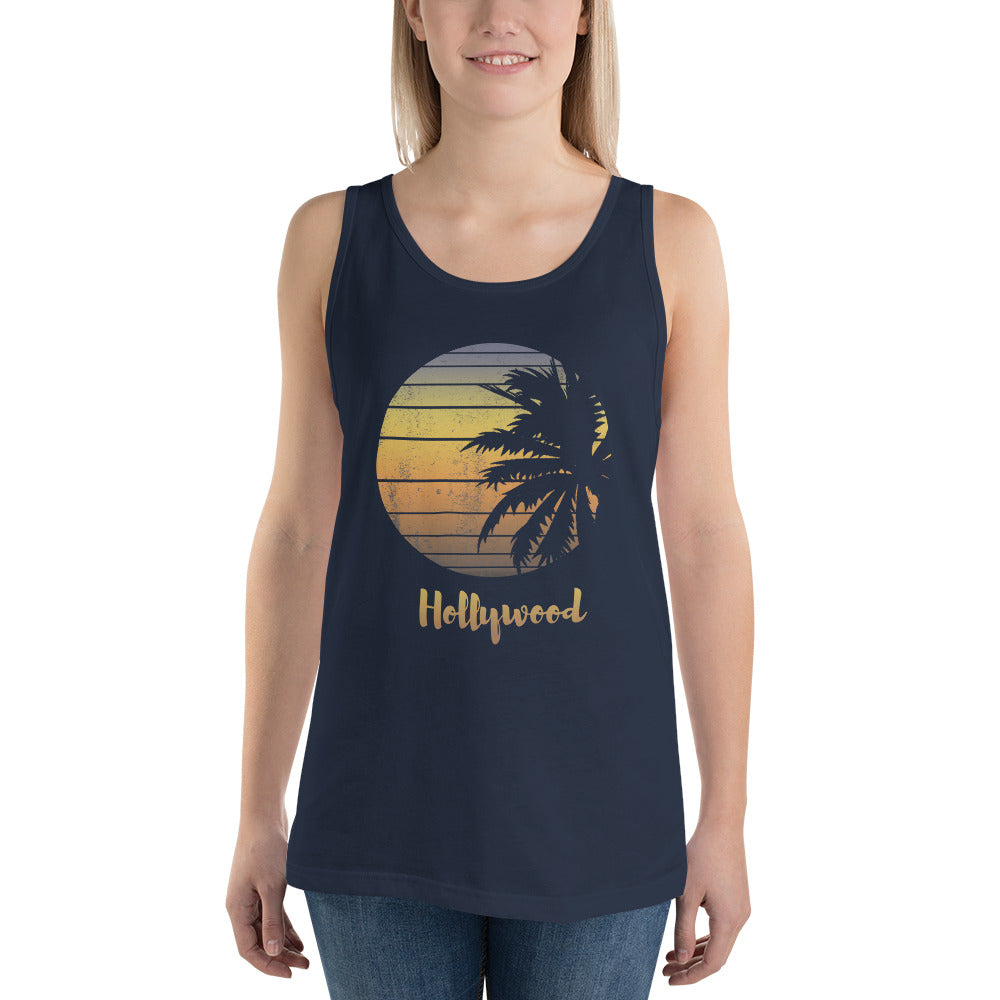 Retro Hollywood Florida  Palm Tree Vacation Souvenir Unisex Tank Top