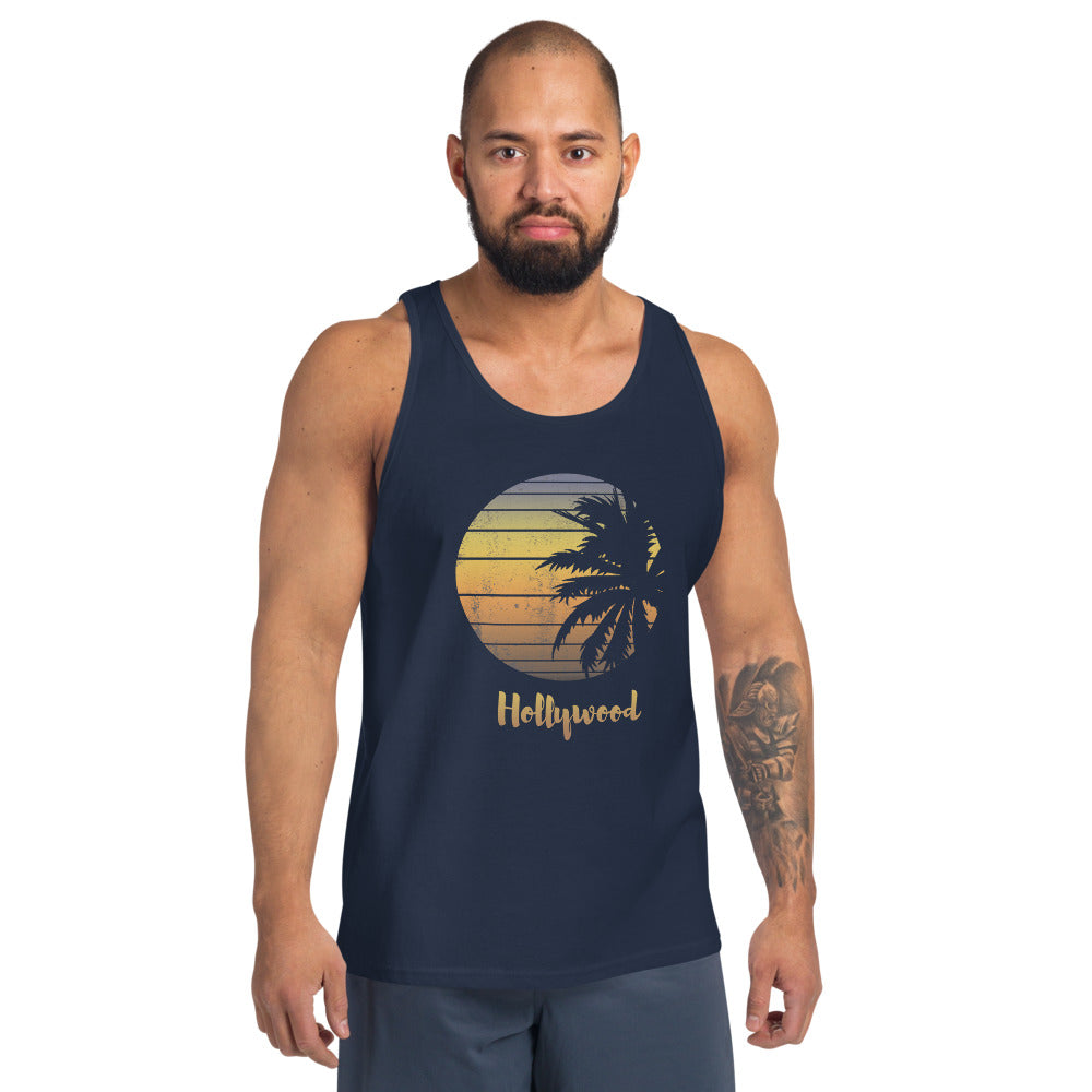 Retro Hollywood Florida  Palm Tree Vacation Souvenir Unisex Tank Top