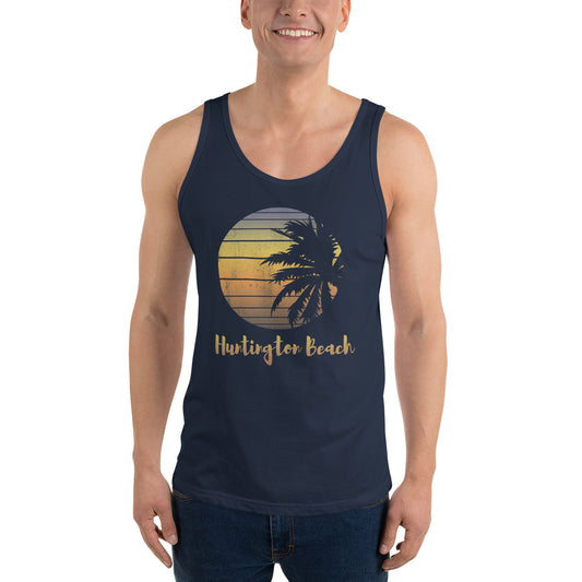 Retro Huntington Beach California Cool Vacation Souvenir Palm Tree Unisex Tank Top