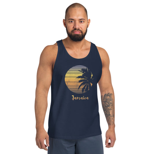 Retro Jamaica  Beach Palm Tree Vacation Souvenir Unisex Tank Top