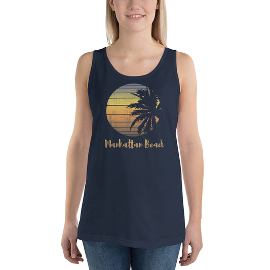 Retro Manhattan Beach California Cool Vacation Souvenir Palm Tree Unisex Tank Top