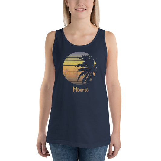 Retro Miami Florida Beach Palm Tree Vacation Souvenir Unisex Tank Top