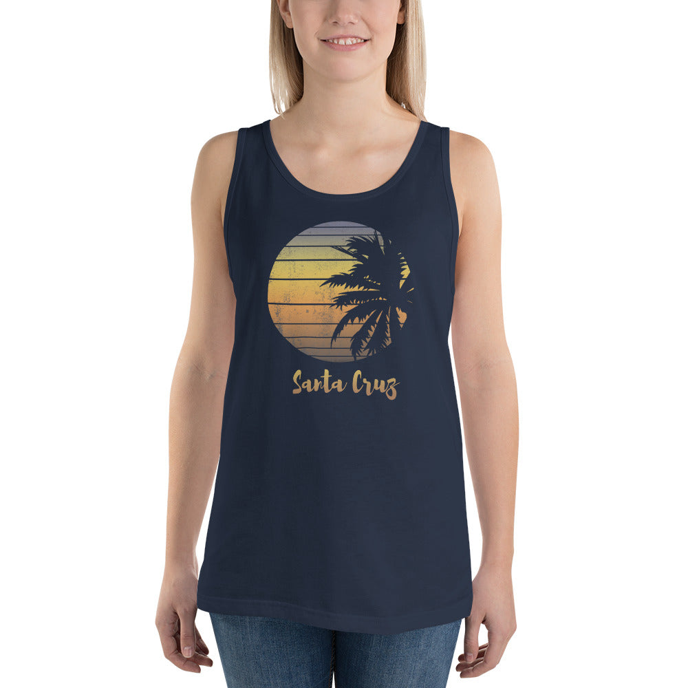 Retro Santa Cruz California Beach Vacation Souvenir Palm Tree Unisex Tank Top