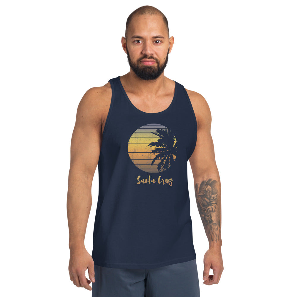 Retro Santa Cruz California Beach Vacation Souvenir Palm Tree Unisex Tank Top