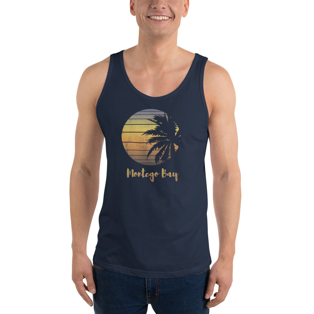 Retro Montego Bay Jamaica  Beach Palm Tree Vacation Souvenir Unisex Tank Top