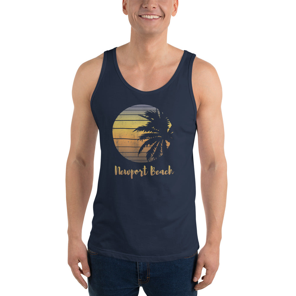 Retro Newport Beach California Cool Vacation Souvenir Palm Tree Unisex Tank Top