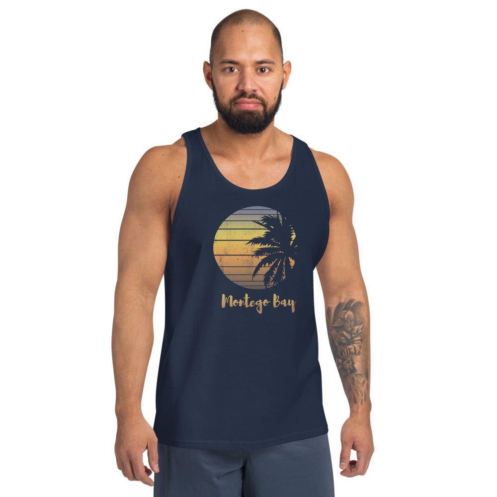 Retro Montego Bay Jamaica  Beach Palm Tree Vacation Souvenir Unisex Tank Top