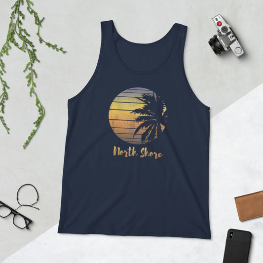 Retro North Shore Oahu Hawaii Hawaiian Beach Vacation Souvenir Unisex Tank Top