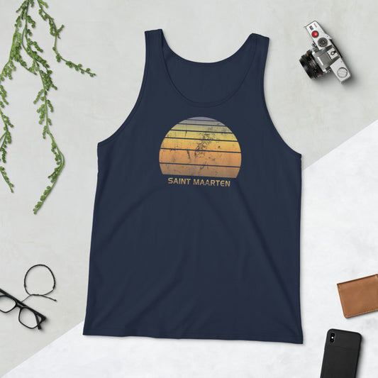 Retro Saint Maarten  Beach Vacation Souvenir Unisex Tank Top