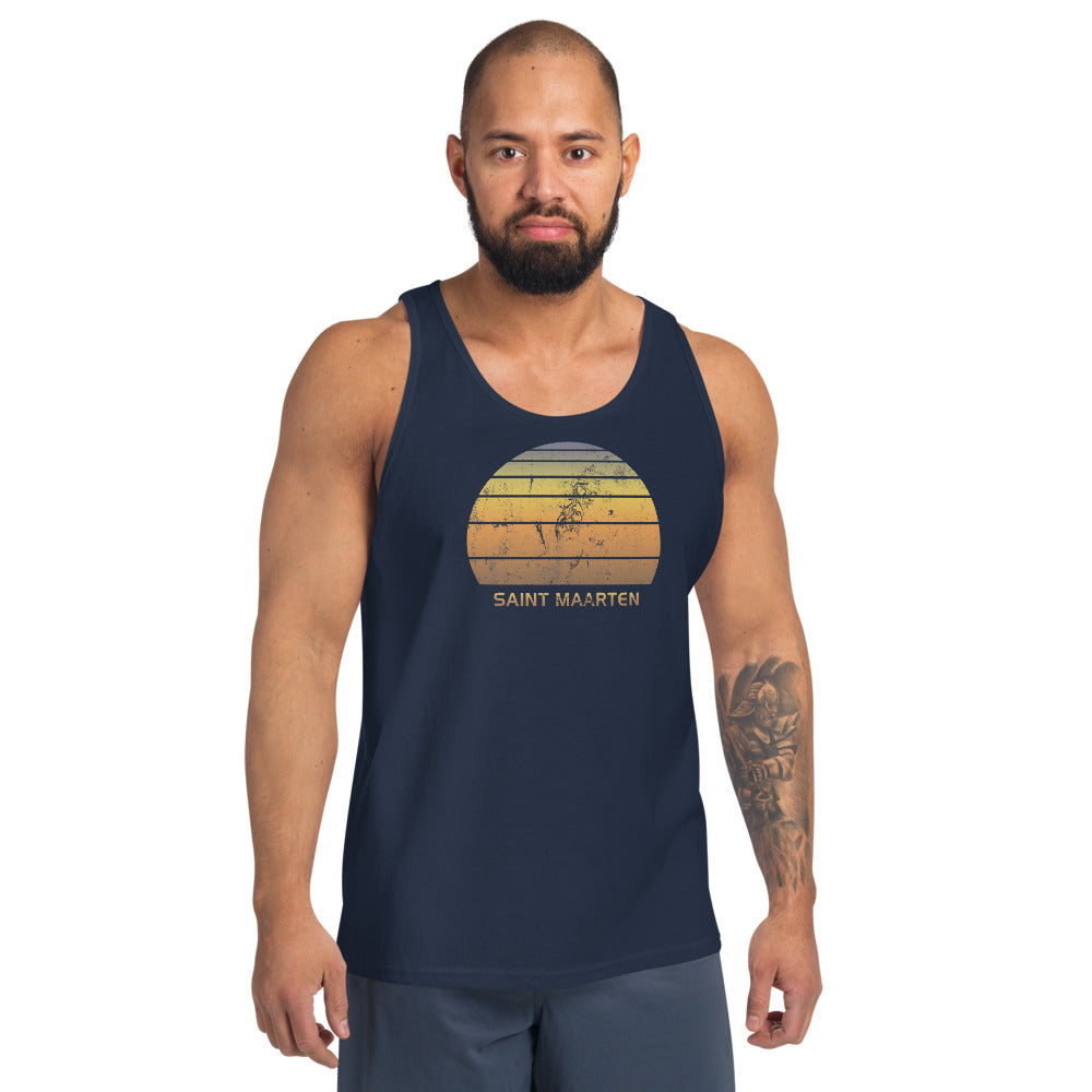 Retro Saint Maarten  Beach Vacation Souvenir Unisex Tank Top