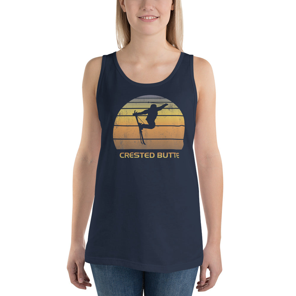 Cool Retro Crested Butte Colorado Skiing Ski Fan Unisex Tank Top