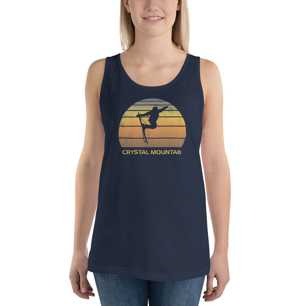 Cool Retro Crystal Mountain Skiing Ski Fan Unisex Tank Top