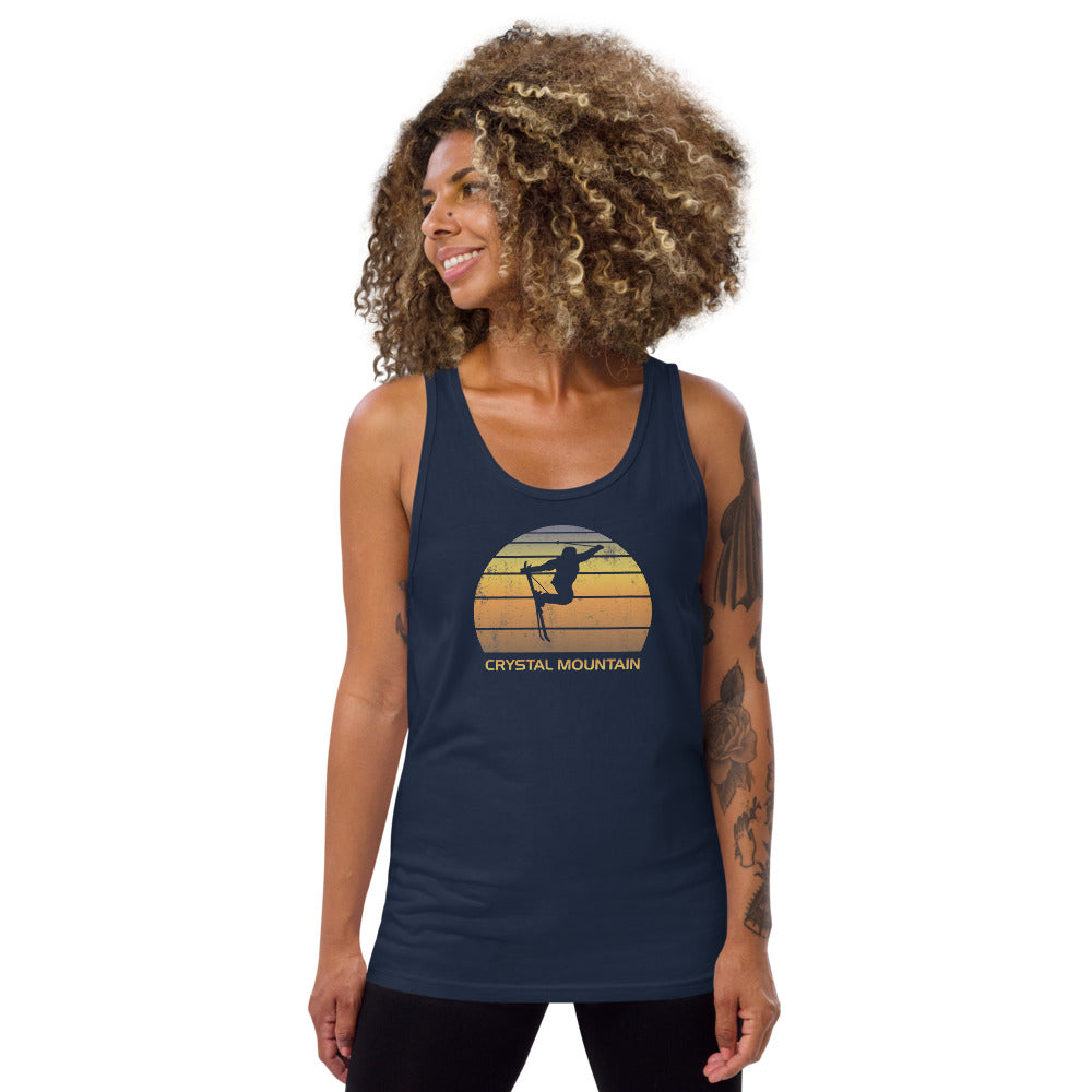 Cool Retro Crystal Mountain Skiing Ski Fan Unisex Tank Top